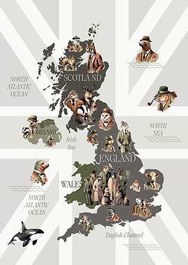 Dapper Animals of UK Map