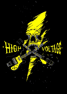 High Voltage Skull and Guitars