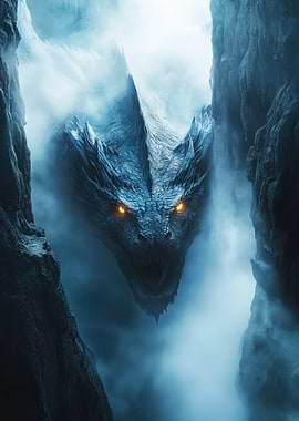 Epic mythical Dragon With glowing eyes