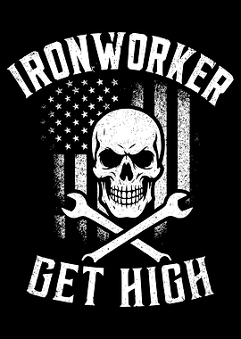 Ironworker Skull American Flag