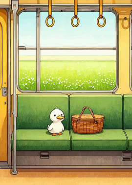 Cute Duck on a Train