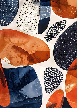 Abstract Organic Shapes with Watercolor Texture