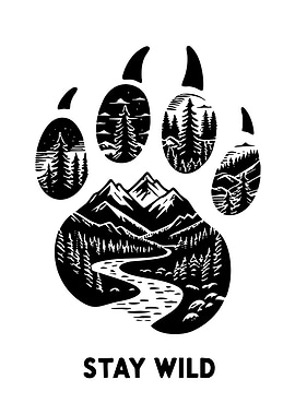 Bear Paw Print Nature Scene