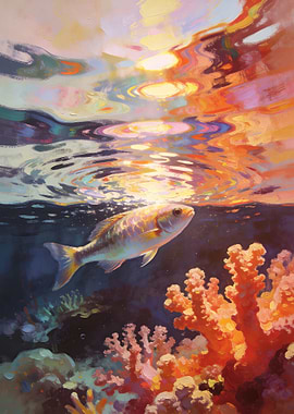 Underwater Scene with Fish and Coral
