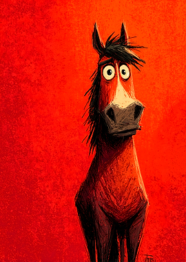 Cartoon Horse with Wide Eyes