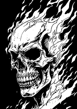 Fiery Skull Illustration
