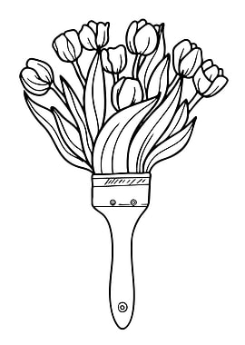 Paintbrush with Tulips