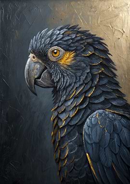 Dark Parrot with Gold Accents