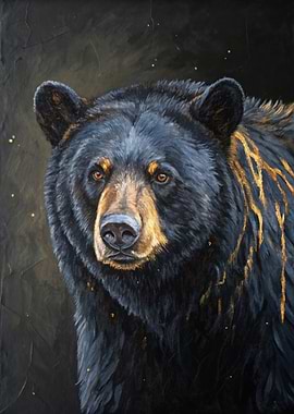 Black Bear with Gold Accents