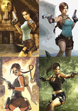 Lara Croft Four Panel Art