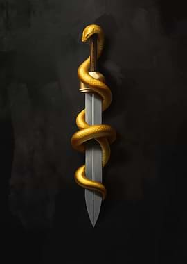 Golden Serpent Wrapped Around a Sword