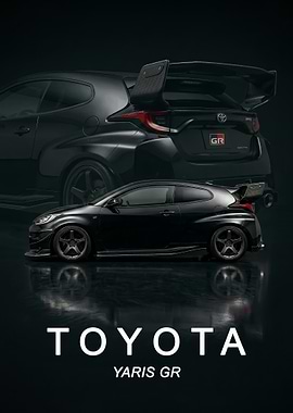 black Toyota Yaris GR art poster