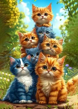 Stack of Adorable Kittens