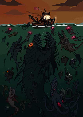 Deep Sea Monster Attack on Fishing Boat