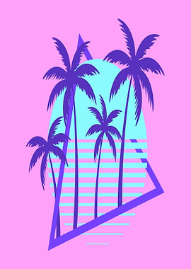 Retro Palm Trees Sunset