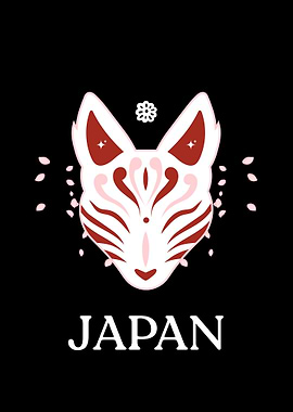Japanese Fox Mask with Cherry Blossoms