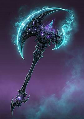 Fantasy Scythe Axe with Glowing Energy
