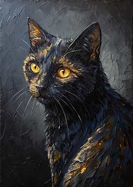 Black Cat with Golden Eyes