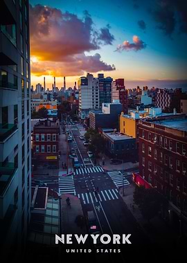 New York Cityscape at Sunset