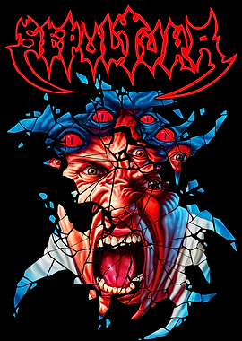 Screaming Face with Multiple Eyes