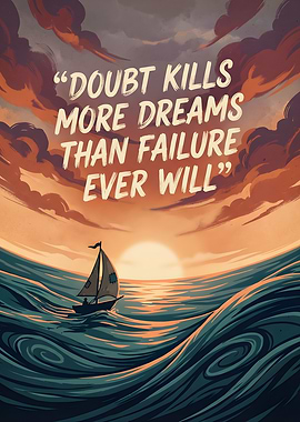 Sailboat on a stormy sea at sunset