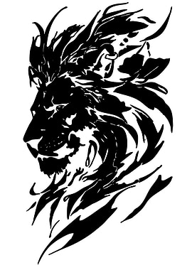 Black and White Lion Head Illustration