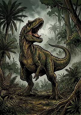 Tyranno saurus Rex in Jungle Desgin