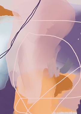 Abstract Watercolor with Lines