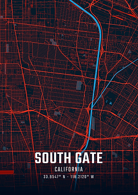 South Gate California City Map