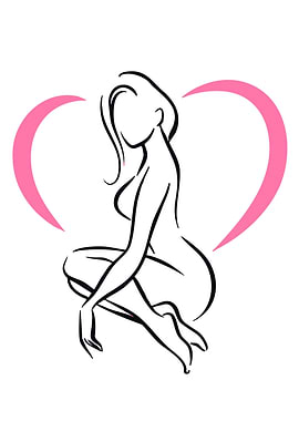 Minimalist Woman Silhouette with Heart