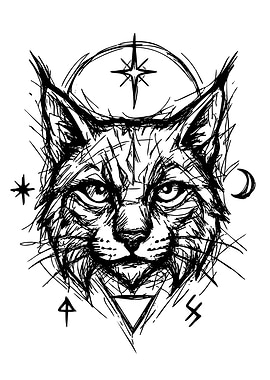Lynx Head with Celestial Symbols