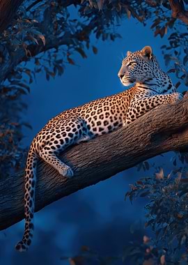 Leopard Resting on a Tree Branch
