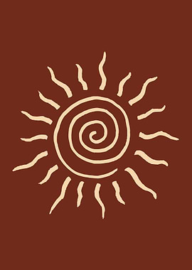Spiral Sun Art – Minimal Terracotta Abstract Sun Symbol