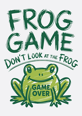 Frog Game Poster, Retro Video Game Humor Art, Funny Green Frog Wall Print