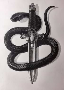 Snake Wrapped Around Ornate Dagger