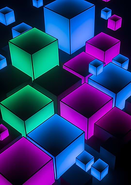 Glowing Cubes Abstract Background Illustration