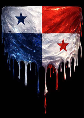Panama Flag Dripping Liquid