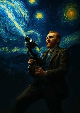 Van Gogh with Starry Night Ray Gun