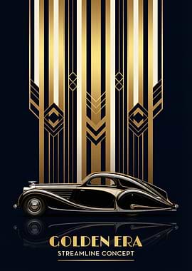 Art Deco Black and Gold Car