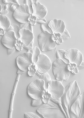 White Orchid Relief Sculpture