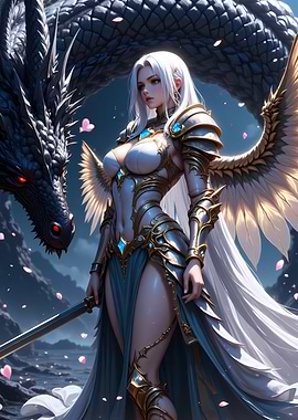 Fantasy Warrior with Dragon