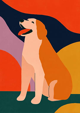 Happy Dog in Abstract Background