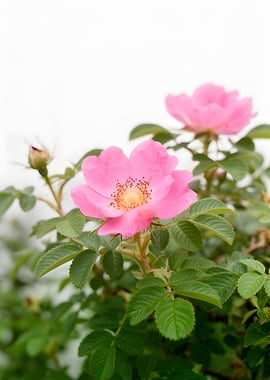 Pink Wild Roses in Bloom