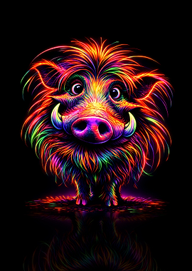 Neon Warthog Portrait