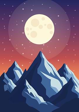 Moonlit Mountain Landscape