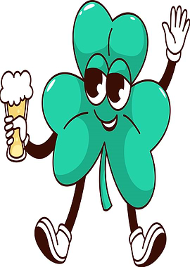 Cartoon Clover Holding Beer