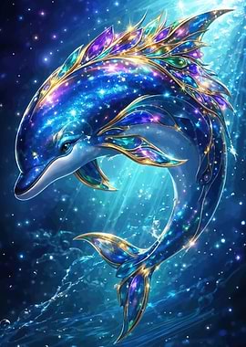 Cosmic Dolphin with Gemstone Fins