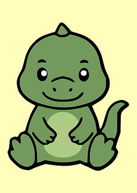 Cute Green Dinosaur Sitting