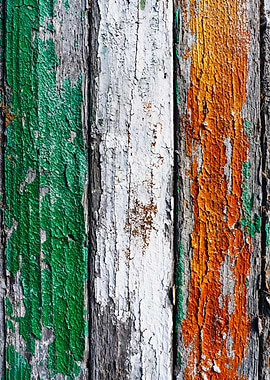 Rustic Ireland Flag Wood Texture