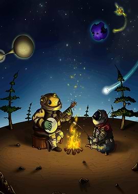 Astronauts camping in space